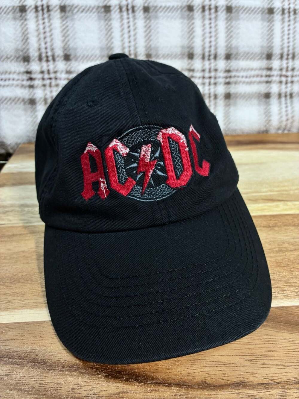 Otto AC/DC Black Ice Adjustable Strapback Hat Black Cotton